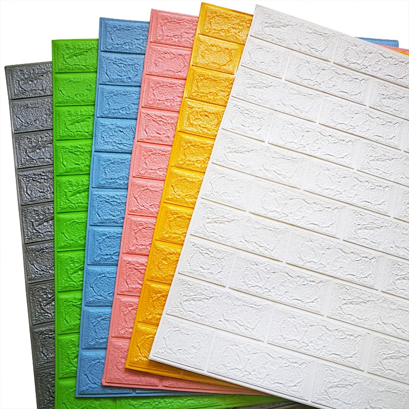 Pegatinas de pared 3D de espuma anticolisión para sala de estar, papel tapiz creativo de Color sólido, estéreo, insonorizado, 15 piezas
