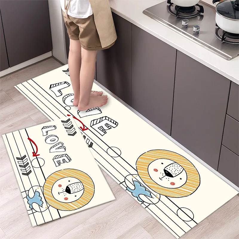 Alfombra de cocina antideslizante moderna para el hogar, alfombra suave de dibujos animados simple a la moda, alfombra de baño de tira larga, felpudo de entrada lavable y duradero