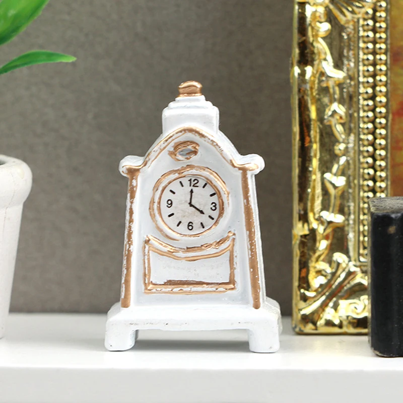 Vintage Wooden White Pendulum Clock 1/12 Dollhouse 1