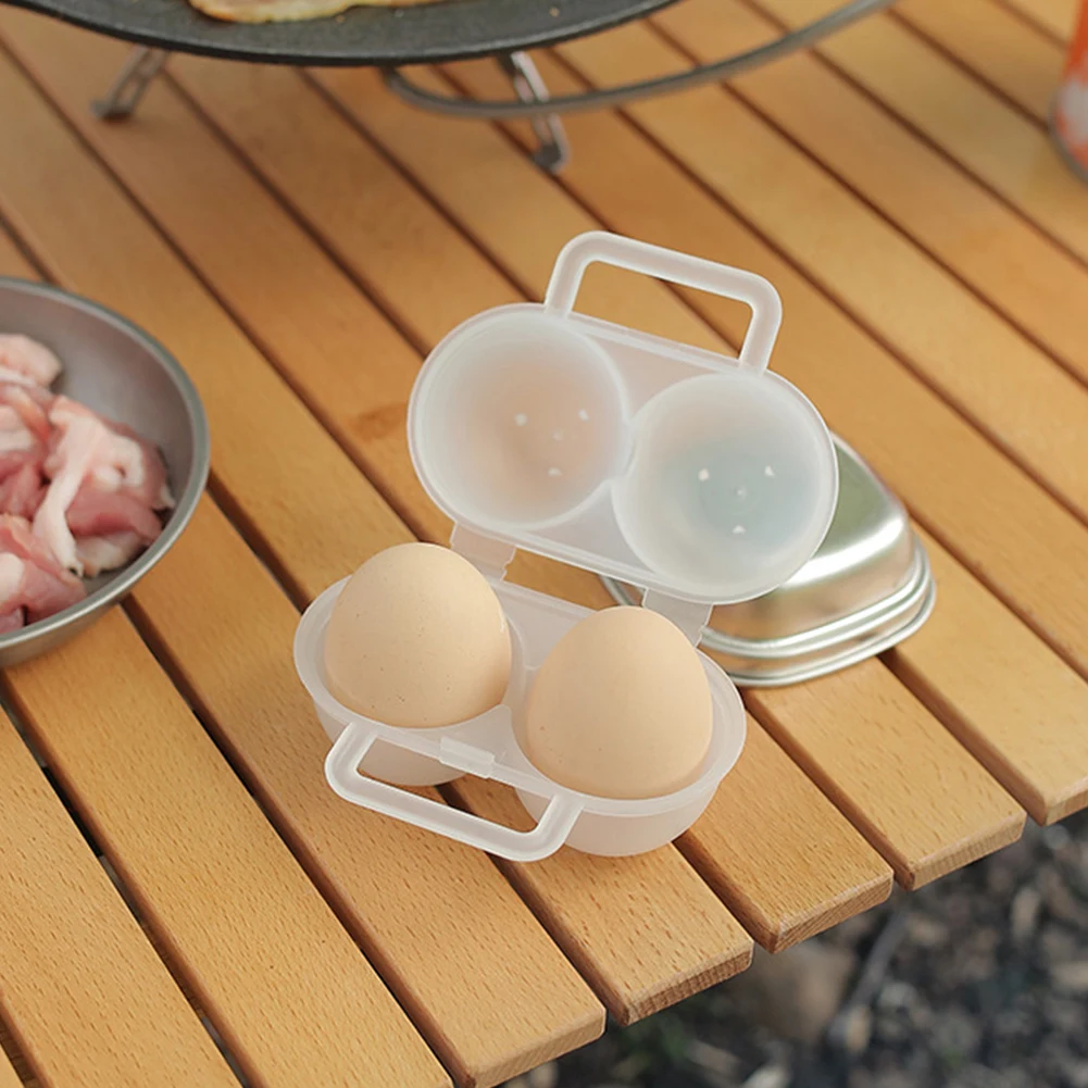 1/2Pcs 2 Grid Egg Box Egg Container Anti Shake Storage Box Multifunctional Organizer with Handle for Camping Picnic