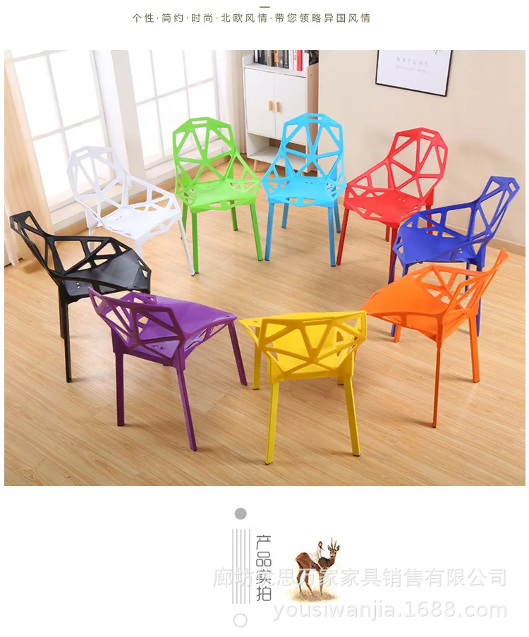 Description Picture 5 of itemChair modern simple household chair leisure chair Nordic dining chair creative geometric hollow out
