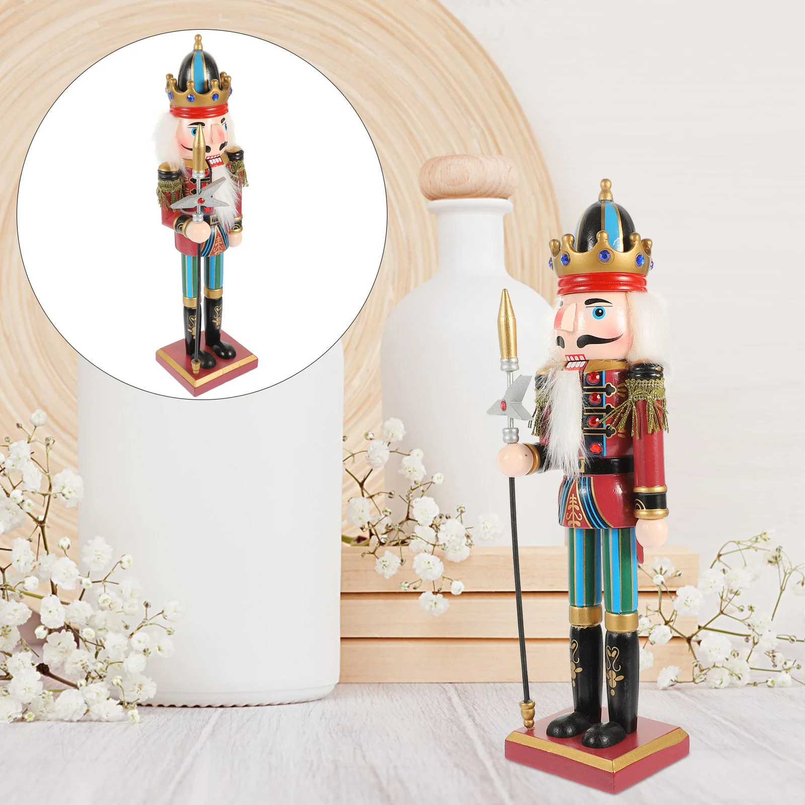 

Wood Christmas Nutcracker Ornament Wood Nutcracker Figures Nutcracker Statue Xmas Table Ornament 7.5x7.5x30cm