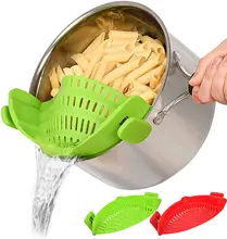 Silicone Kitchen Colander Strainer Pot Edge Water Filter Foldable Soup Funnel Liquid Diversion Drainer Strainer For Home Kitchen