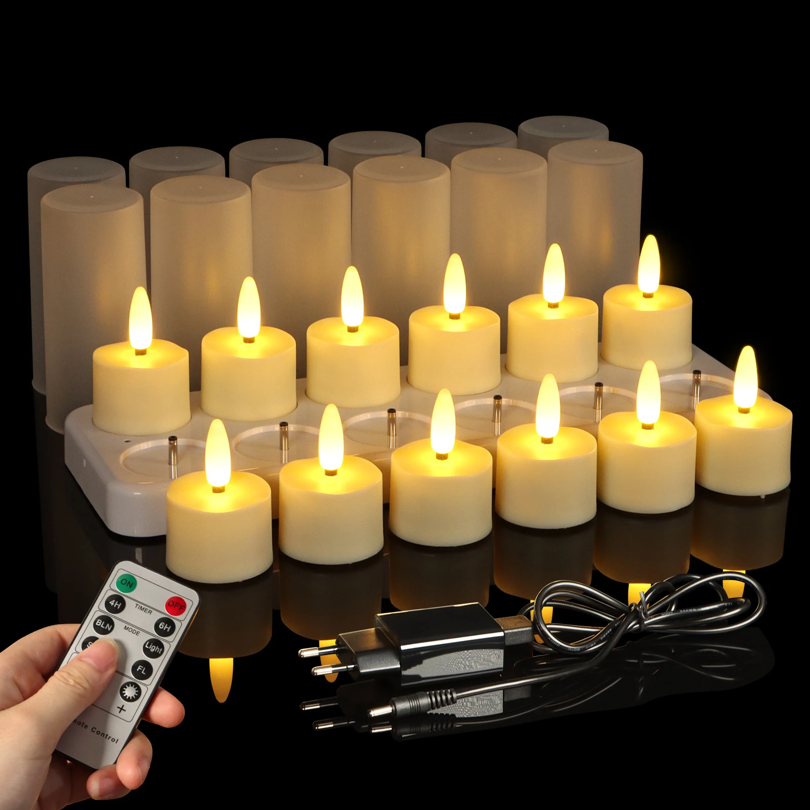 6/12pcs USB Rechargeable Tealights Flickering Flame Timer Remote For Birthday Wedding Candles Home Decoration Led Votive Candles