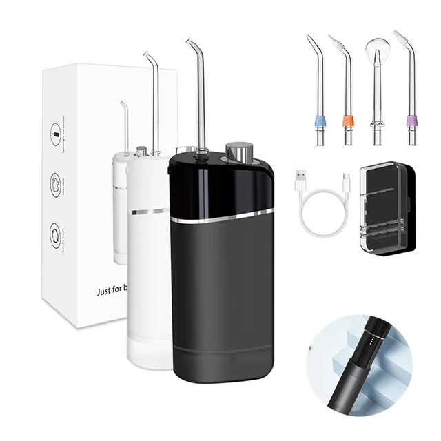 Mini Portable Oral Irrigator Travel Water Flosser On the Go Dental Flusher Water Pick 4 Nozzles Rechargeable Teeth Gum Cleaner 1