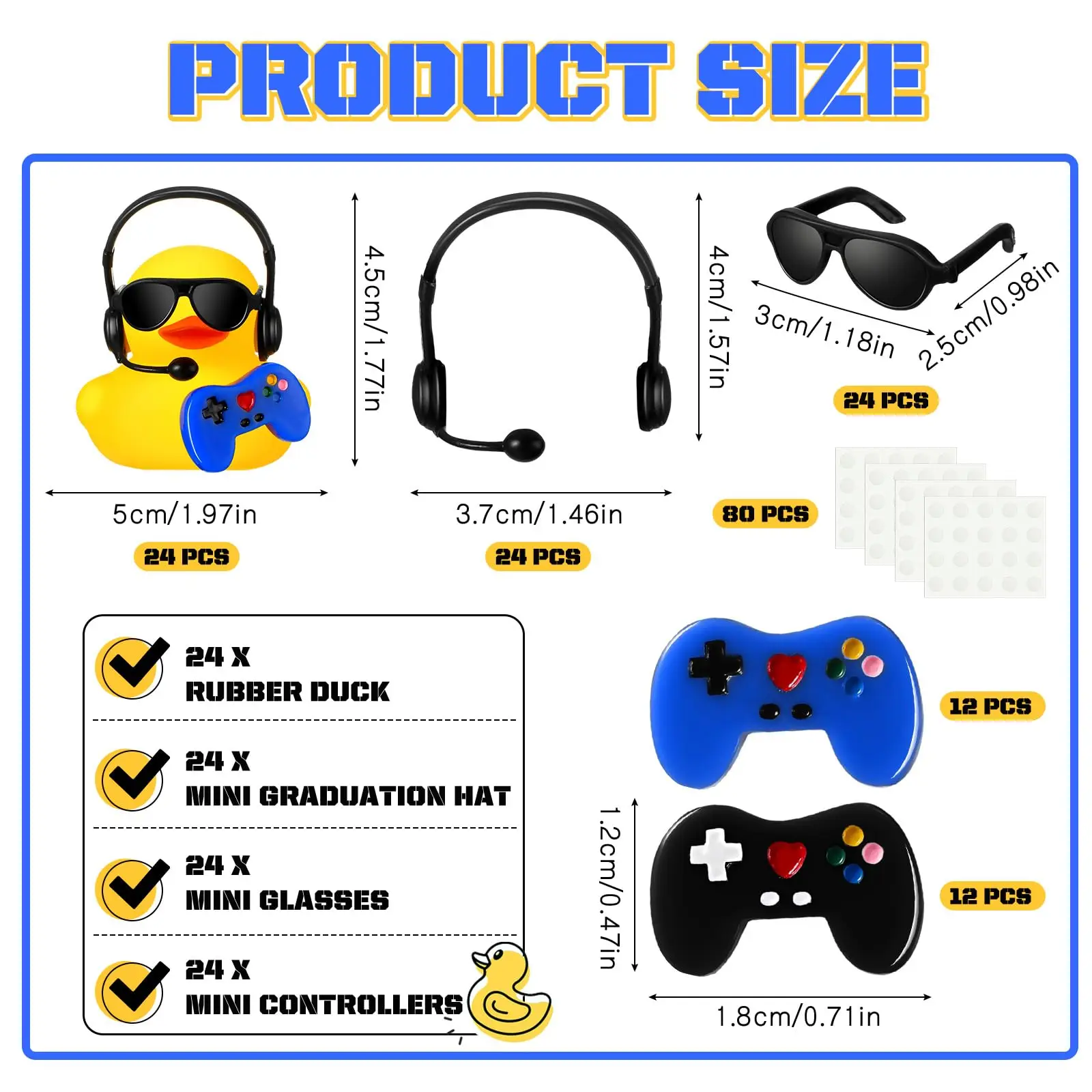 12/24/36PC Rubber Ducks Video Game Party Favors Rubber DucksRubber Ducks Accessories Toys for Birthday 2
