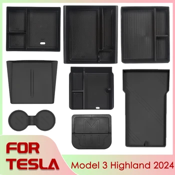 Storage Box for Tesla Model 3 Highland 2024 Accessories Center Console Armrest Storage Box Stowing Tidying Model 3 2024 Highland 1