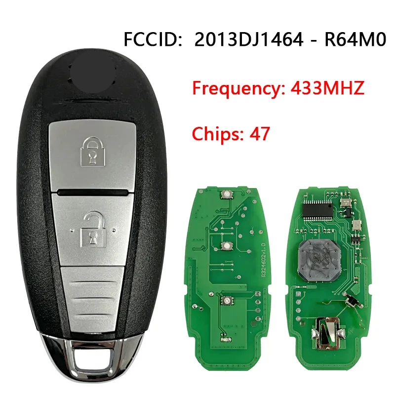 CN048006 Aftermarket 2 Button Smart Proximity Key For Suzuki Vitara Remote CMIIT ID 2013DJ1464 FCCID R64M0 47 Chip 434 MHz