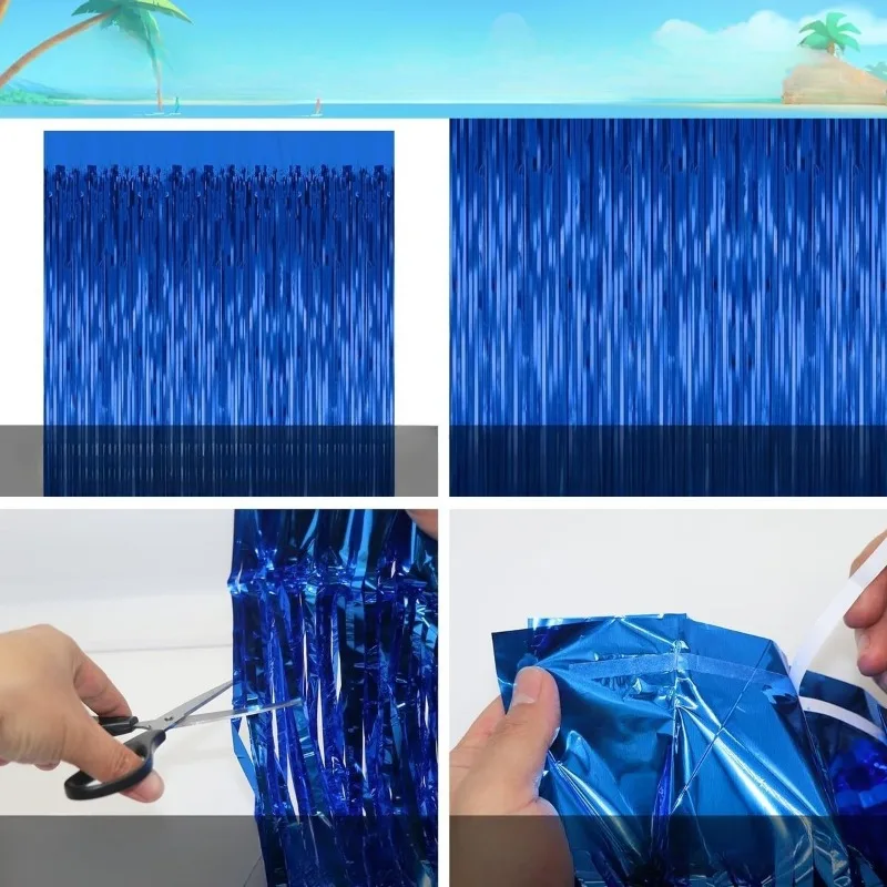 Sparkling Metallic Foil Fringe Curtain with Star Motifs Glitter Photo Backdrop for Wedding Ceremonies Holiday Festivities