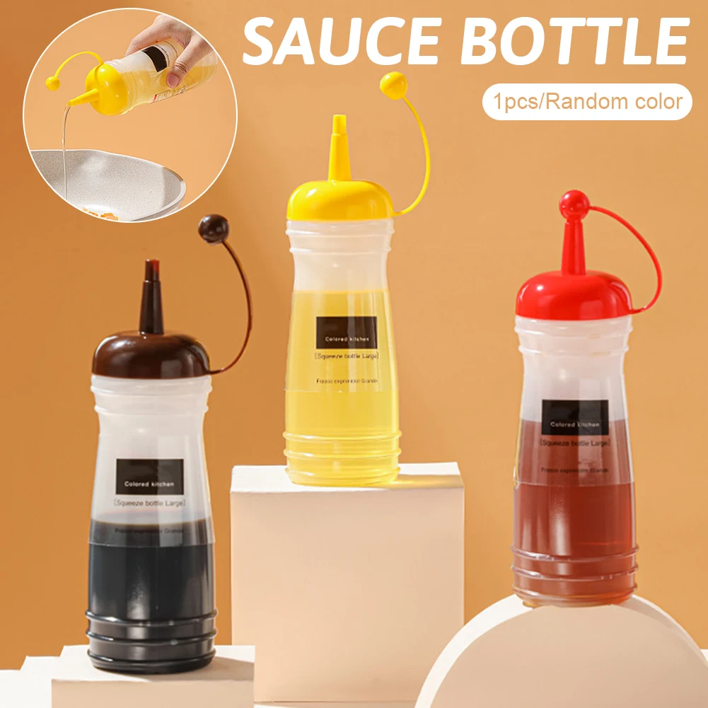 Sauce Bottle With Dustproof Caps PP Squeeze Bottle Olive Oil Ketchup Dispenser