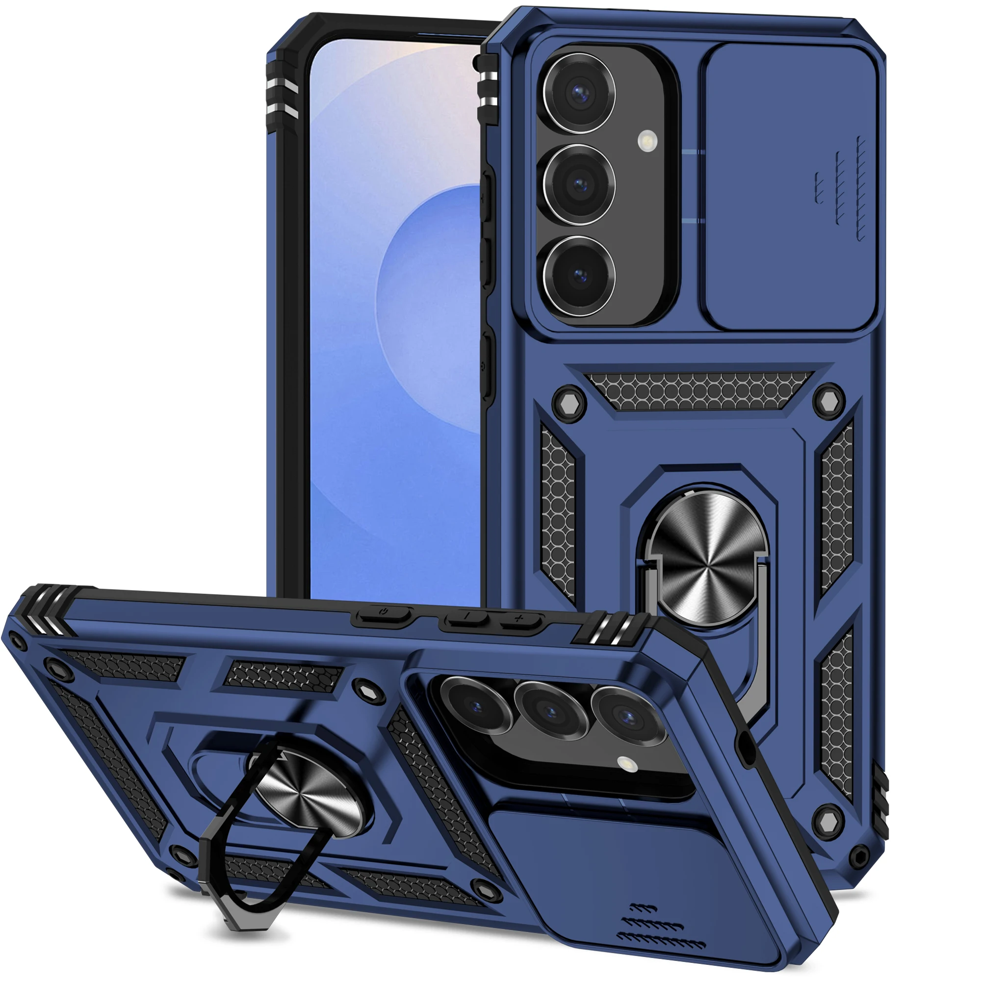 Shockproof Armor Case with Ring Holder and Lens Protection – Enhanced Durability Cover