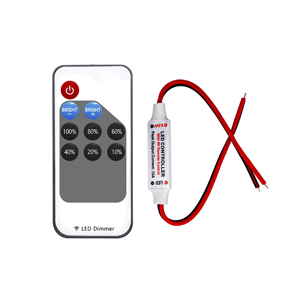 Mini LED Single Color Dimmer DC 5V 12V 24V 6A 5050 2835 Strip Lights Constant Voltage PWM Signal Controller with RF 9-Key Remote led dimmer switch led strip controller smart dimmer switch led strip switch led string dimmer led dimmer controller