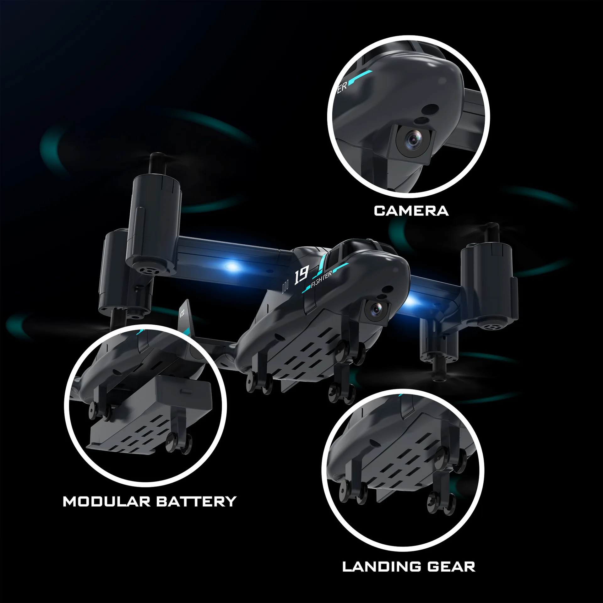 Mini Remote Control Drone for Kids Land Air Mode Aircraft with Hd Camera Radio Control Fighter Plane Kids Toys Children Gift 2