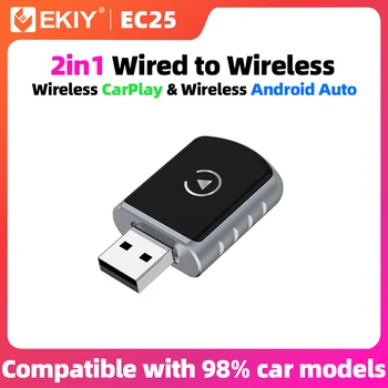 EKIY 2in1 Wireless CarPlay Dongle Wireless Android Auto Adapter AI Smart Box Car Intelligent Systems For Car With Wired CarPlay 1