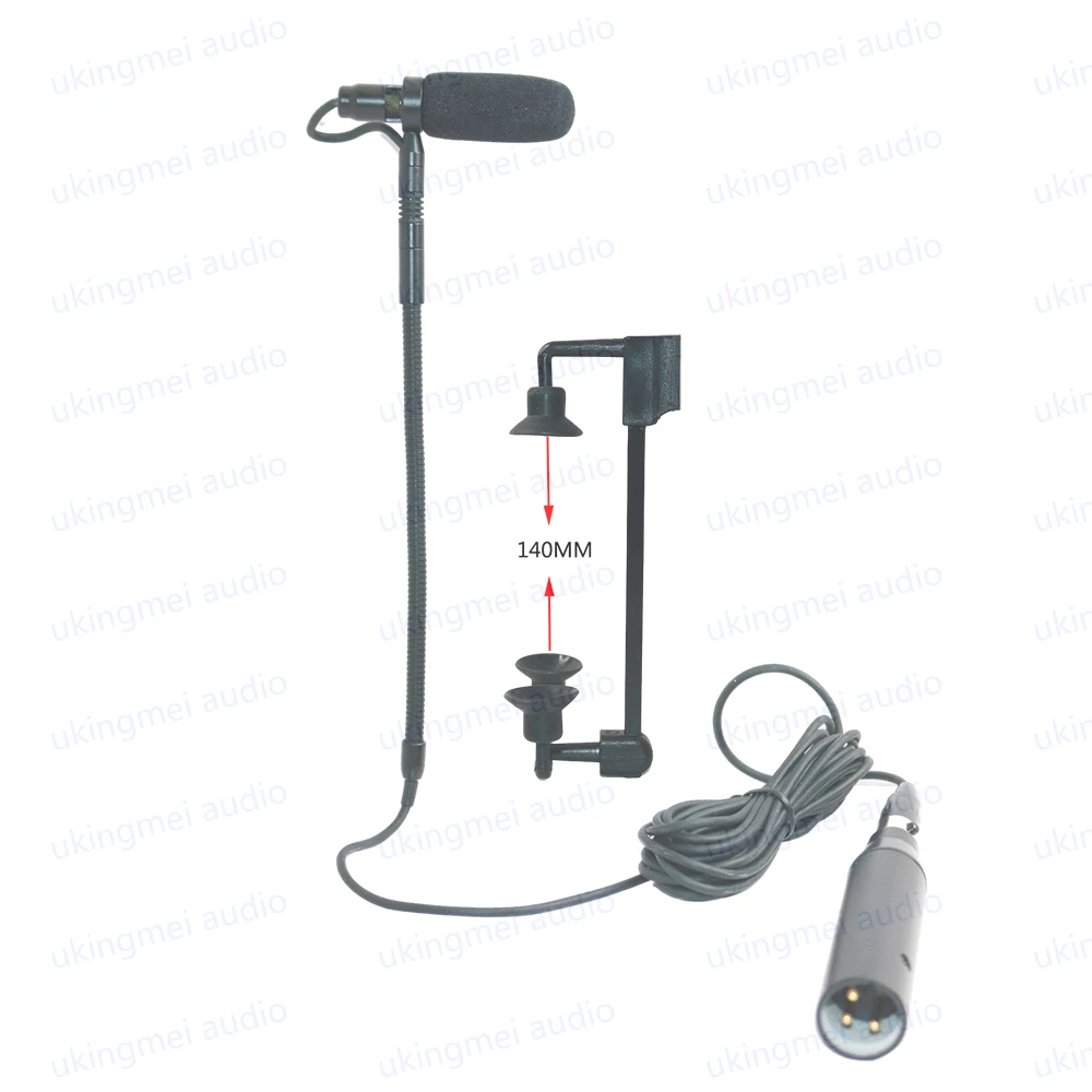 Supercardioid Condenser Microphone for Trumpet Saxophone Violin Acoustic Guitar with Adjustable Clamps 48V Phantom Power Module