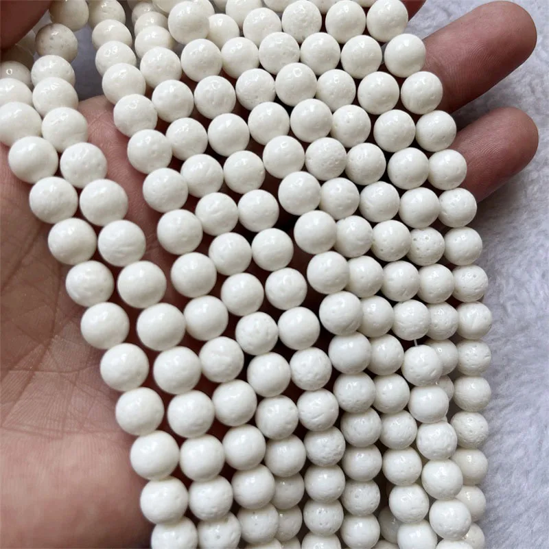 Perline Rotonde Lisce Di Corallo Fossile Di Qualit&agrave; AAA Genuina Pietra Preziosa 15 "filo 6mm 8mm Pietre Preziose Rotonde - Italia