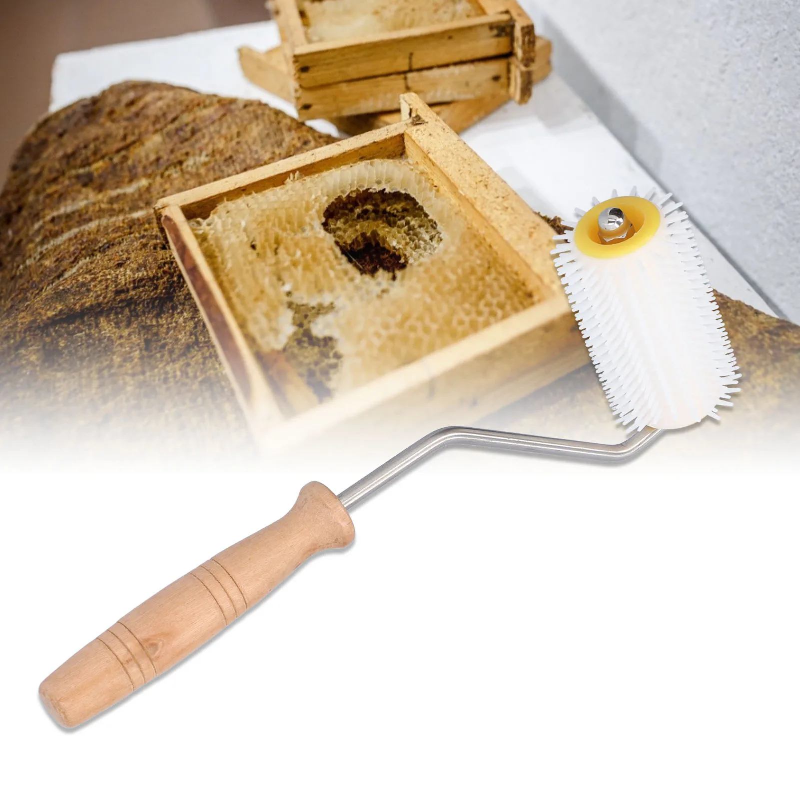 Honey-Roller-Plastic-Honey-Uncapping-Roller-with-Wooden-Handle-Beehive ...