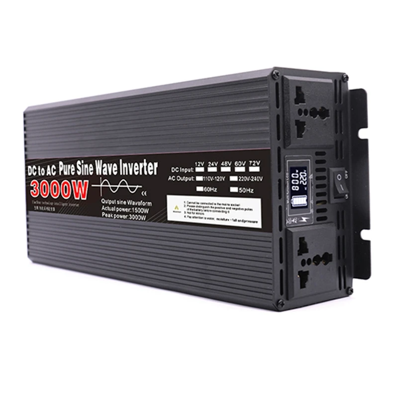 

Инвертор немодулированного синусоидального сигнала, 1 комплект, Преобразователь мощности, уличный инвертор для автомобиля и дома, от 12 В до 220 В переменного тока, 3000 Вт