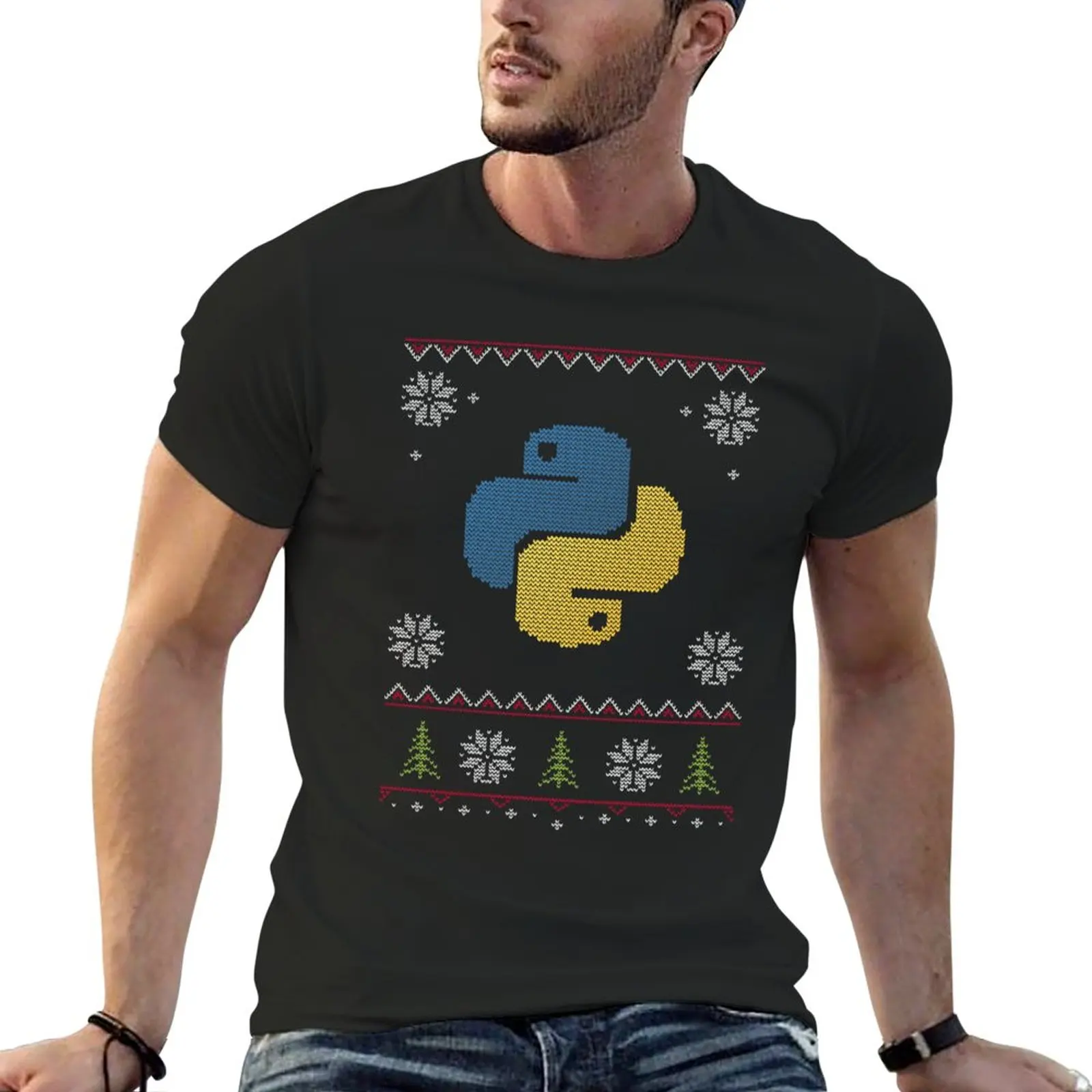 

Python Programmer Ugly Sweater Christmas T-Shirt quick-drying tees Men's clothing