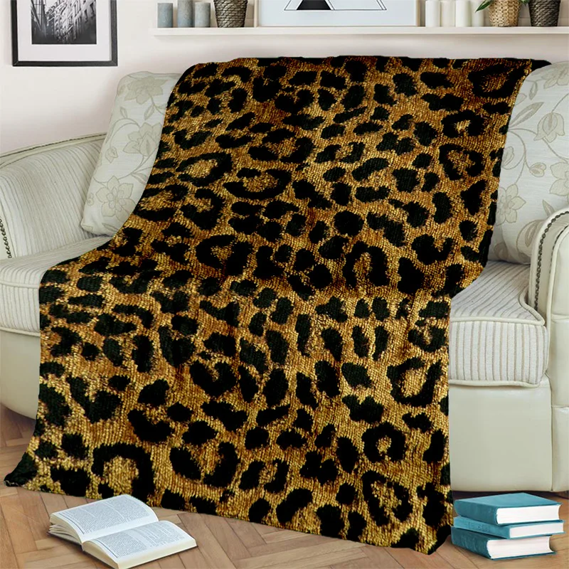 3D Wild Leopard Stripe Print Series throw blanket Soft Throw Blanket for Home Bedroom Bed Sofa Picnic Travel Office Cover Blanket Kids