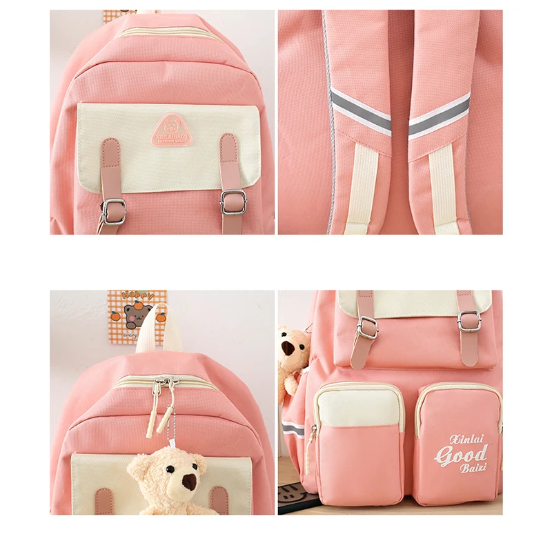 Cute Backpack For Girls School Multi-pocket Pink Waterproof Backpacks