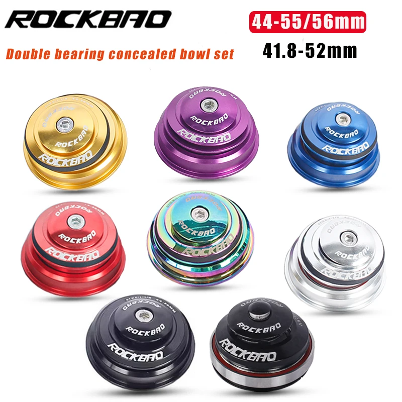 ROCKBAO Bicycle Headset 44mm 55mm 56mm MTB Bike Road Bike 2 Bearing CNC 1 1/8-1 1/2  Tapered 28.6 Straight Tube Fork Headset