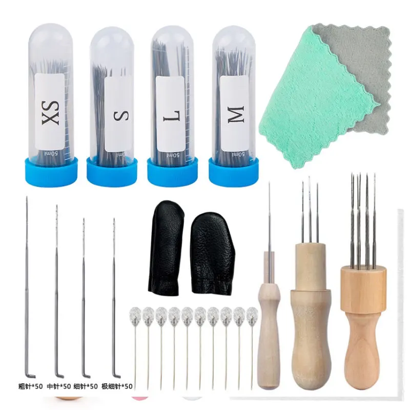 Wool Felting Needles Kit Wood Handle Felting Needles Wool Felt DIY Craft Tool For Handmade Doll Making Tools Set