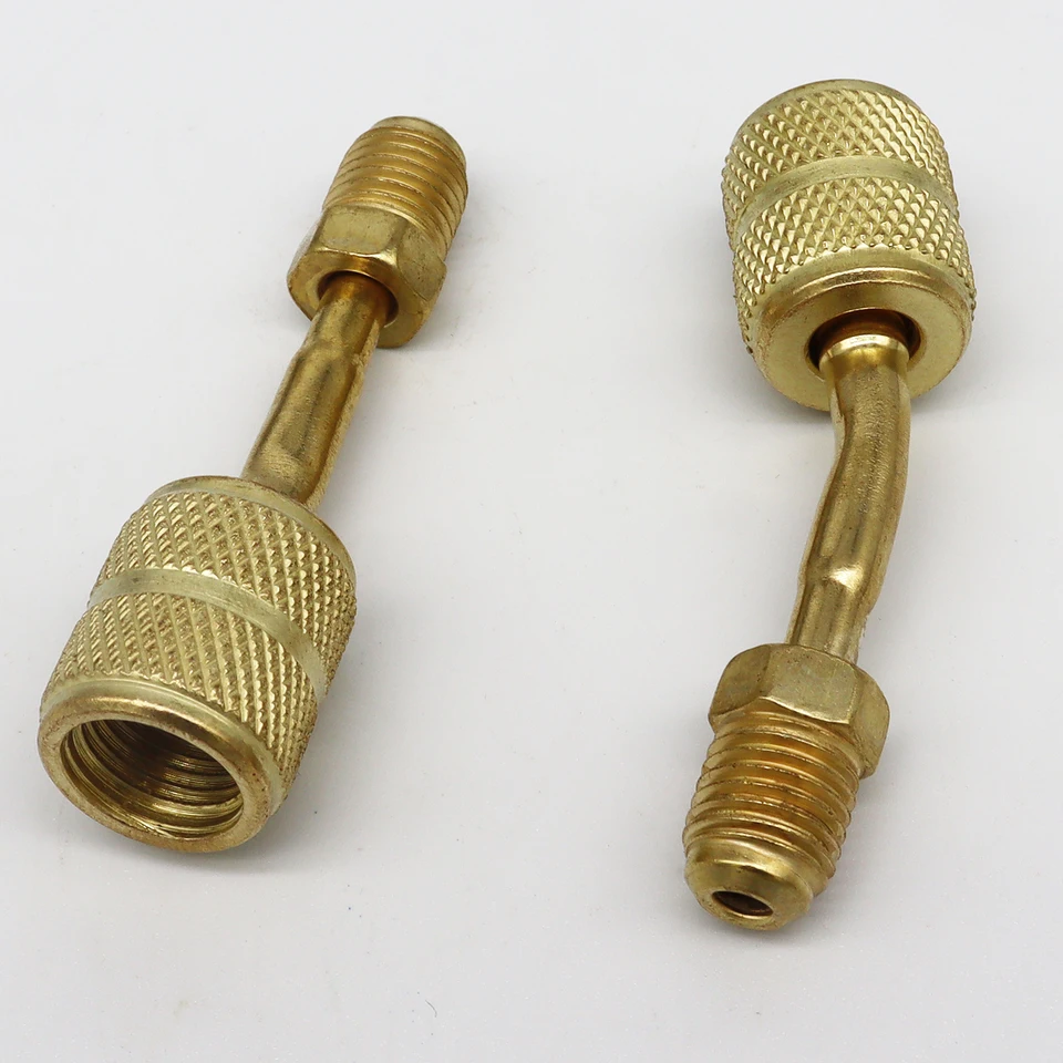 90 Degree Anti-Blowback Swivel Adapter (2-Pack) - 1/4 SAE Male To Female For R410A, Mini Split HVAC Refrigerant Charging