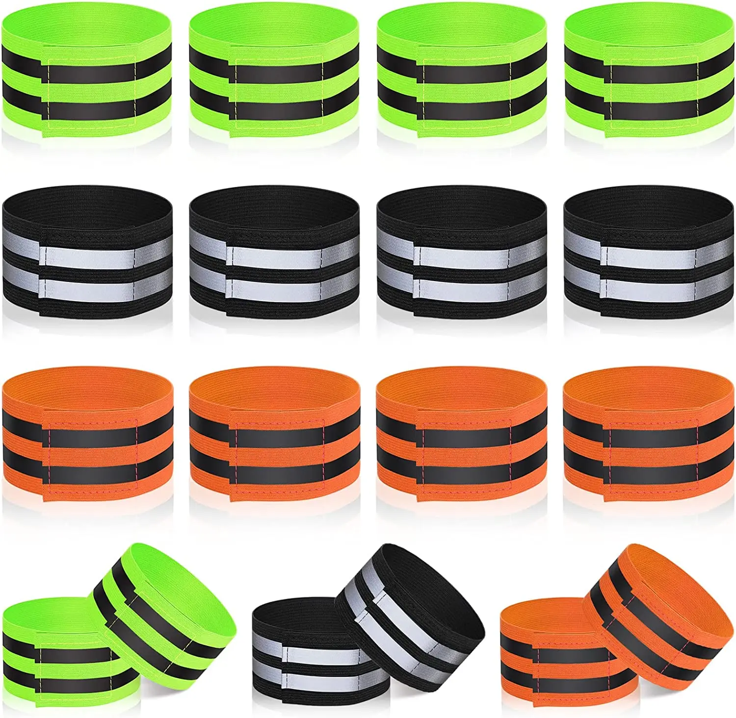 Warning Reflective Bands Elastic Armband Wristband Ankle Leg 2Pcs