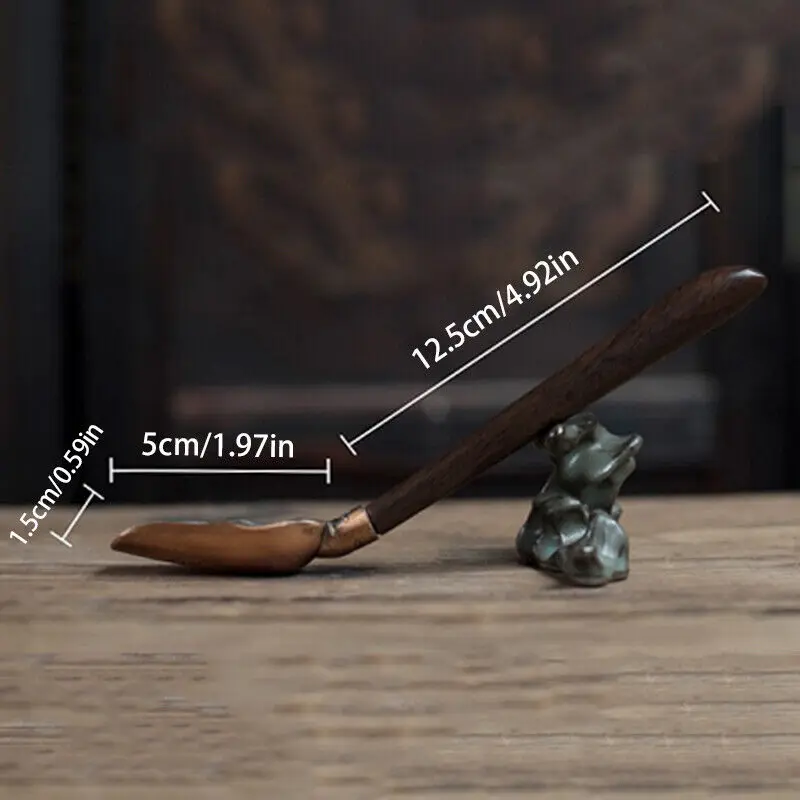 Tea Spoons Wooden Handle Tin Alloy Ebony Easy Clean