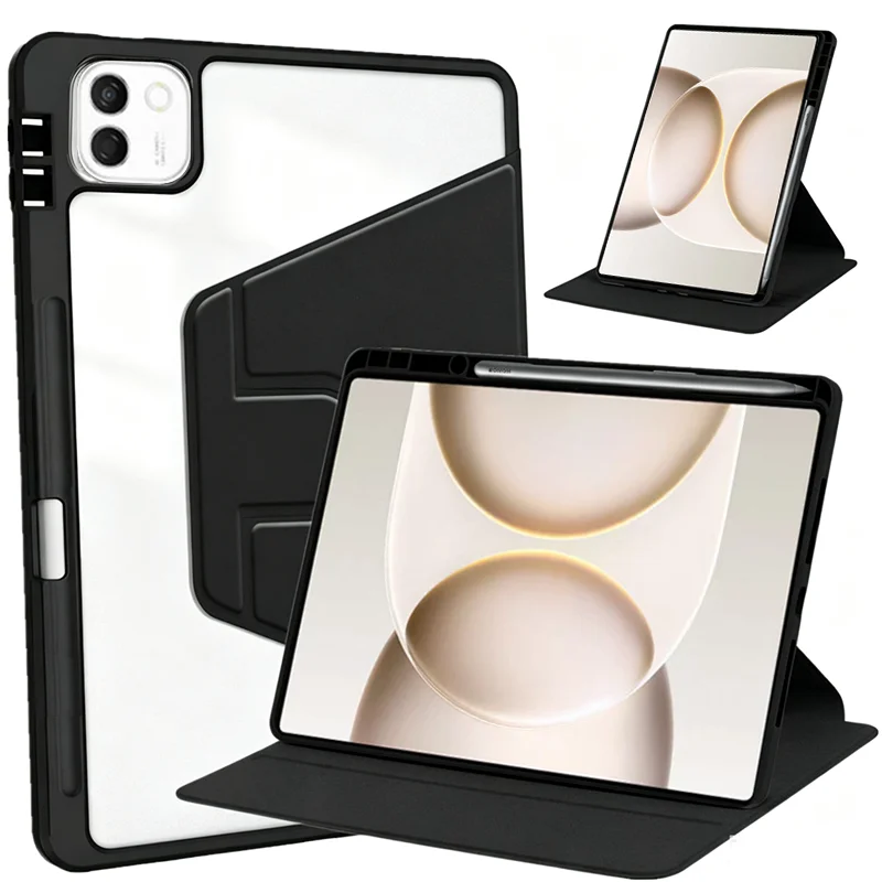 Enhanced Tablet Case with Pen Holder and 360° Rotating Acrylic Stand