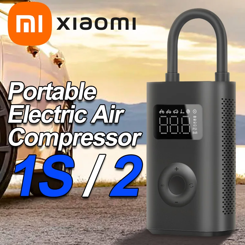 Compressore Aria Portatile Xiaomi 2, 150 PSI, Ricarica Rapida, 6 Modalità, Display E LED, Per Auto, Bici E Palloni