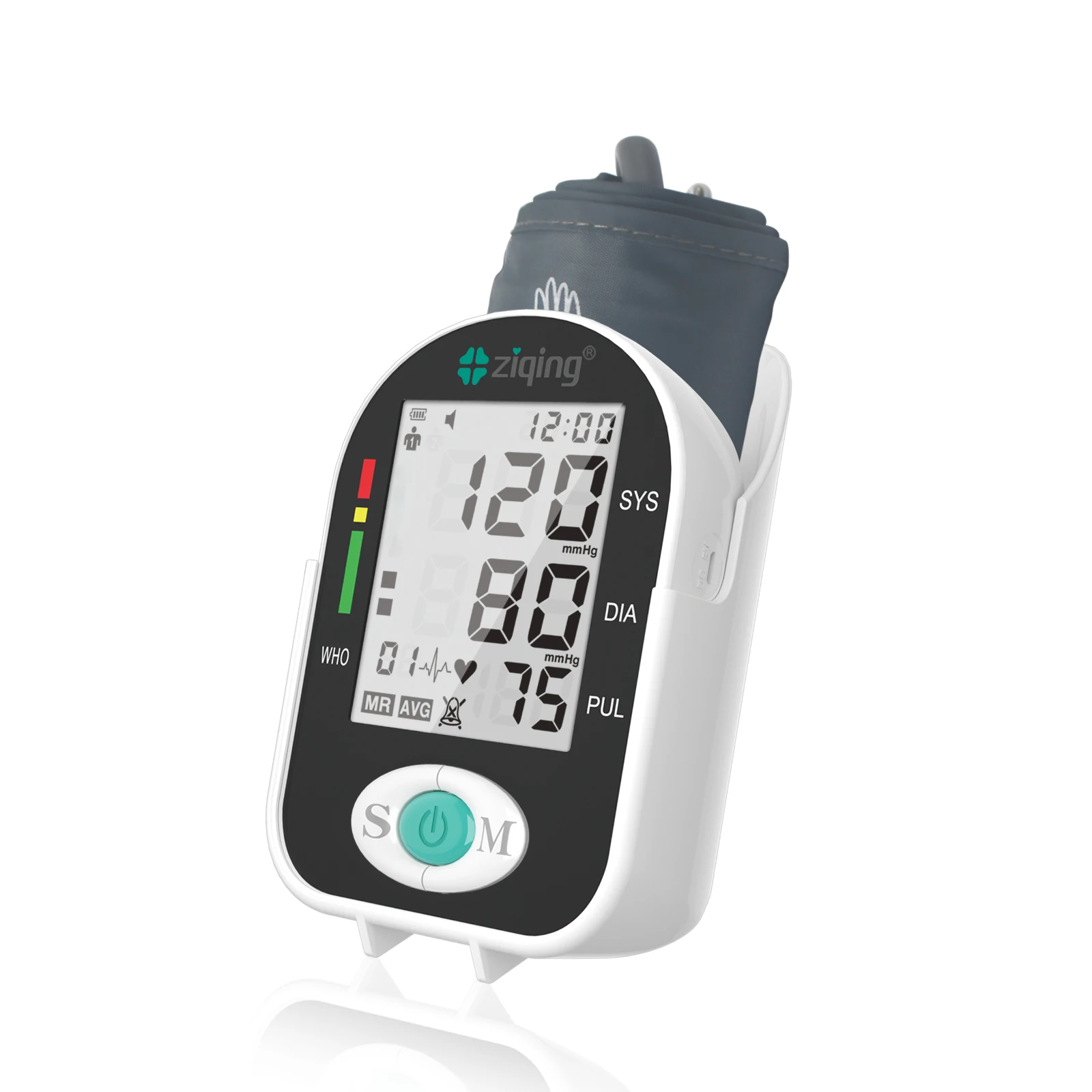 

ziqing Blood Pressure Monitor Tensiometer Upper Arm Automatic Digital BP Machine Pulse Heart Rate Monitor Adjustable 44cm Cuff