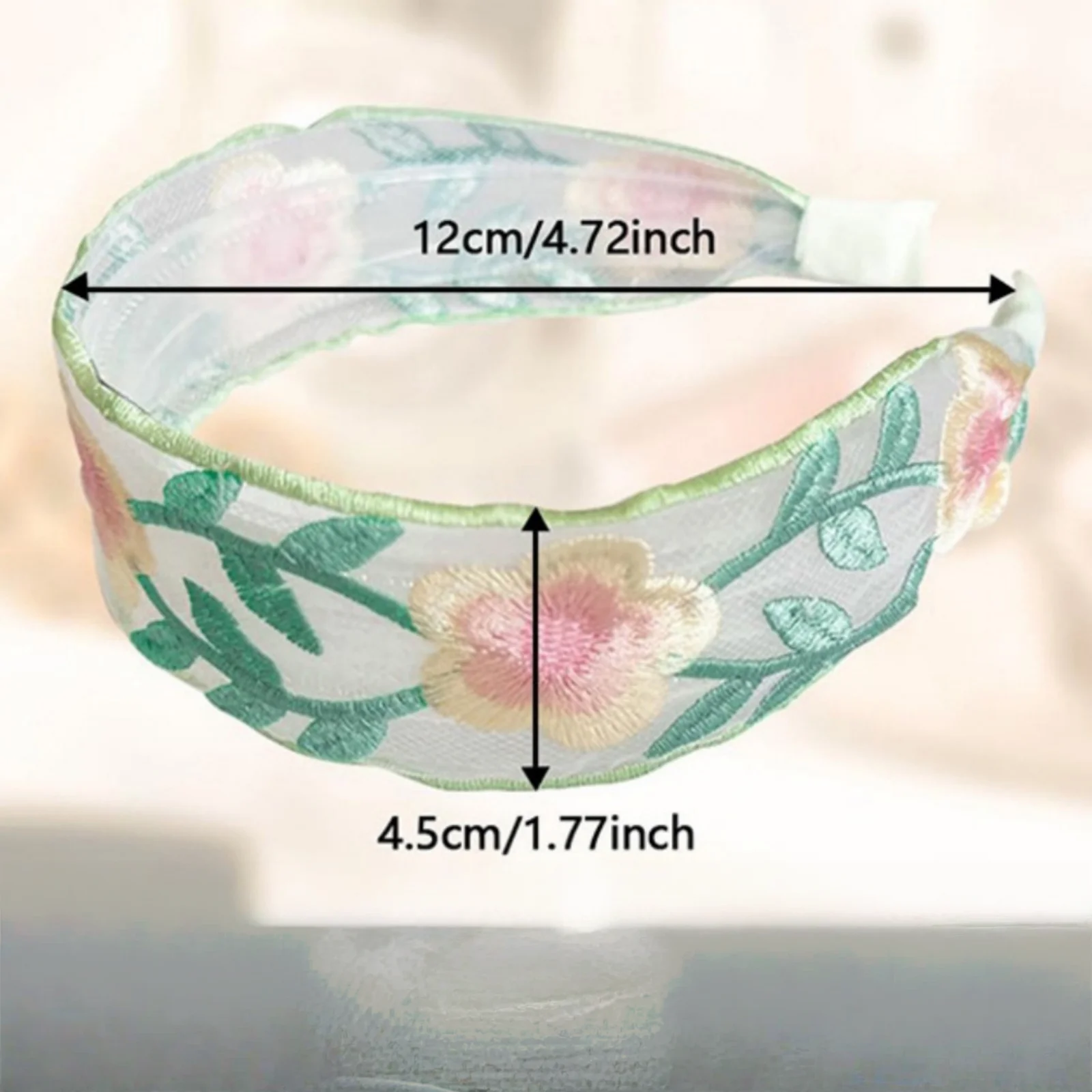 1PC Embroidered Floral Headbands Set: 3 Pcs Mesh Hair Bands with Flower Patterns, Elegant Hair Accessories for Women