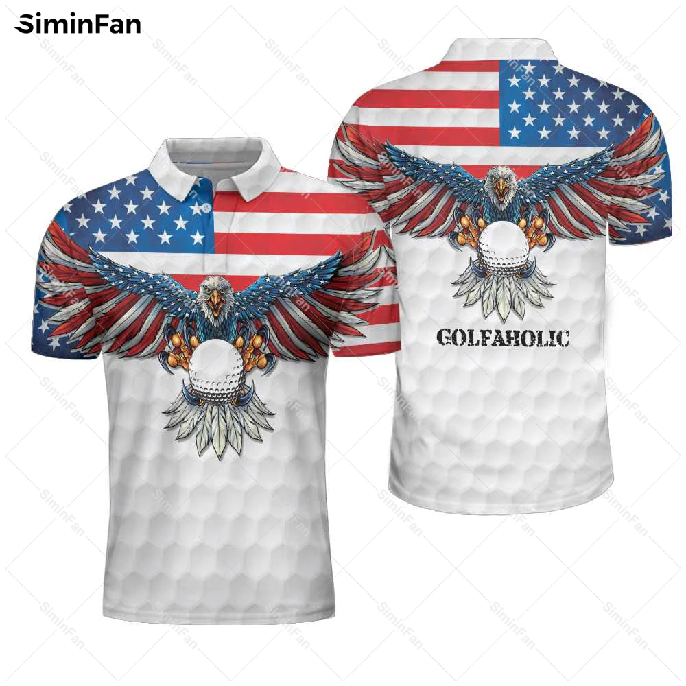 

Golf American Flag Eagle 3D Print Polo Shirts Turndown Collar Men Tennis Tshirt Summer Tee Female Top Unisex Fashion Streetwear
