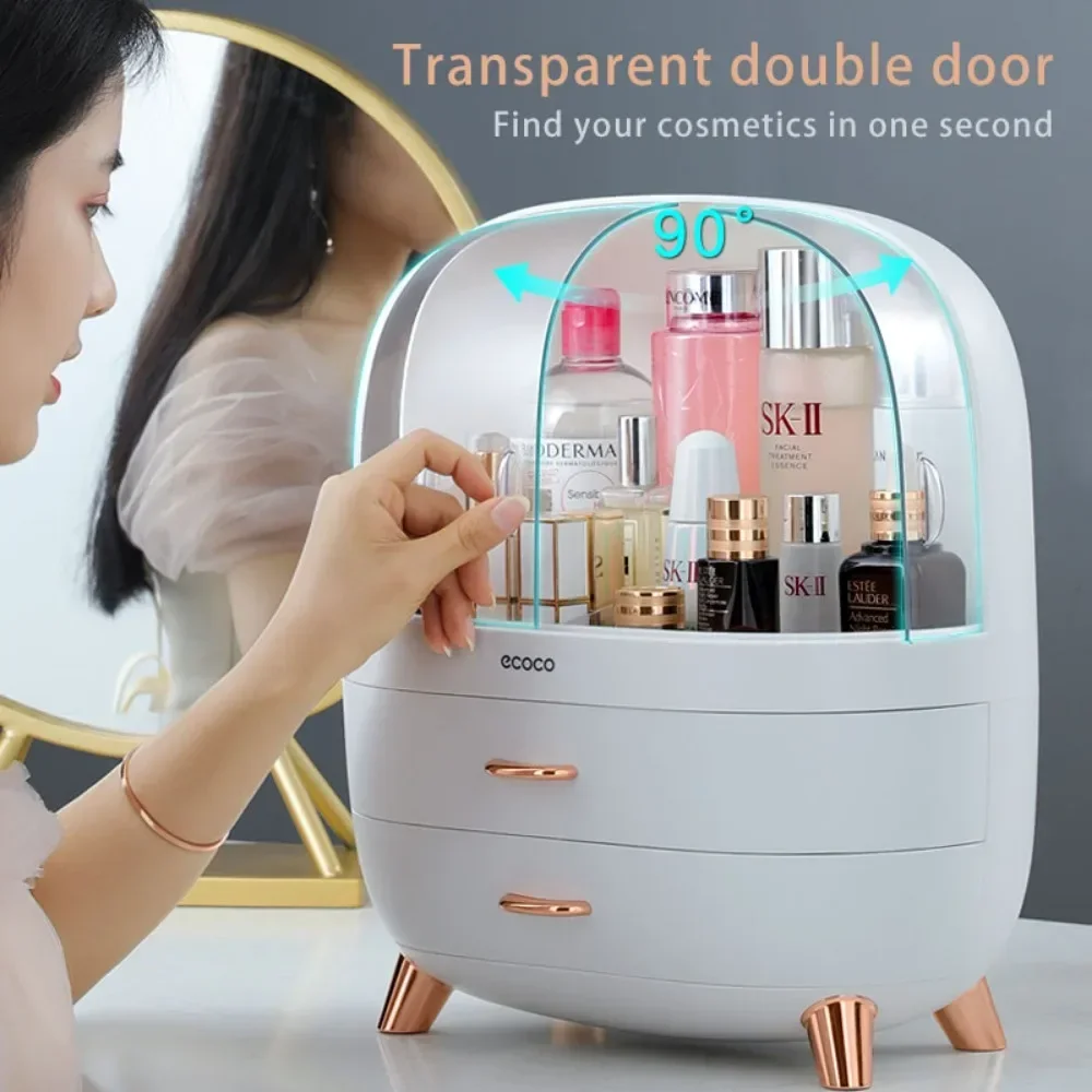 ECOCO Large Capacity Cosmetic Storage Box Makeup Drawer Organizer Jewelry Nail Polish Makeup Container Desktop Storage Box 6