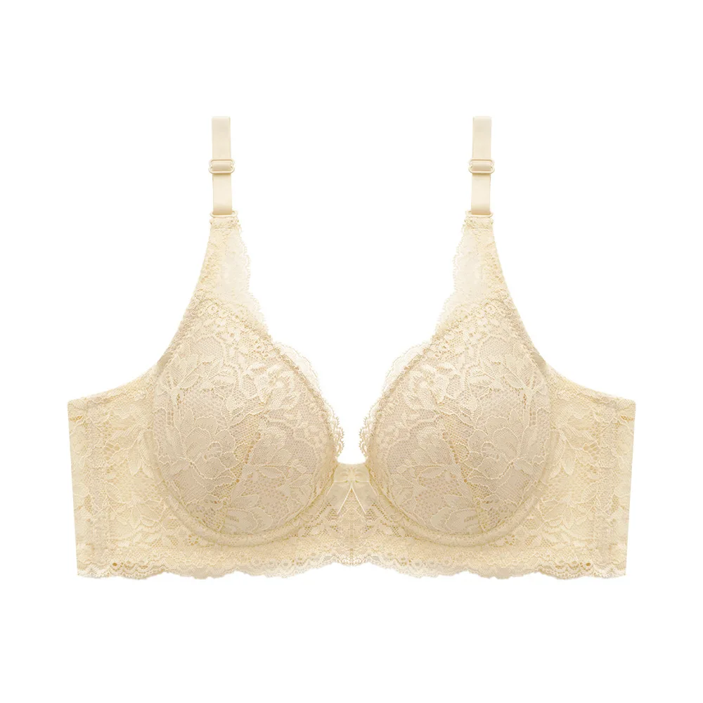 Women's Sexy Thin Lace Bra Plus Size Comfortable Lingerie Push Up Breathable Brassiere Gathered Intimate Underwear Invisible Bra