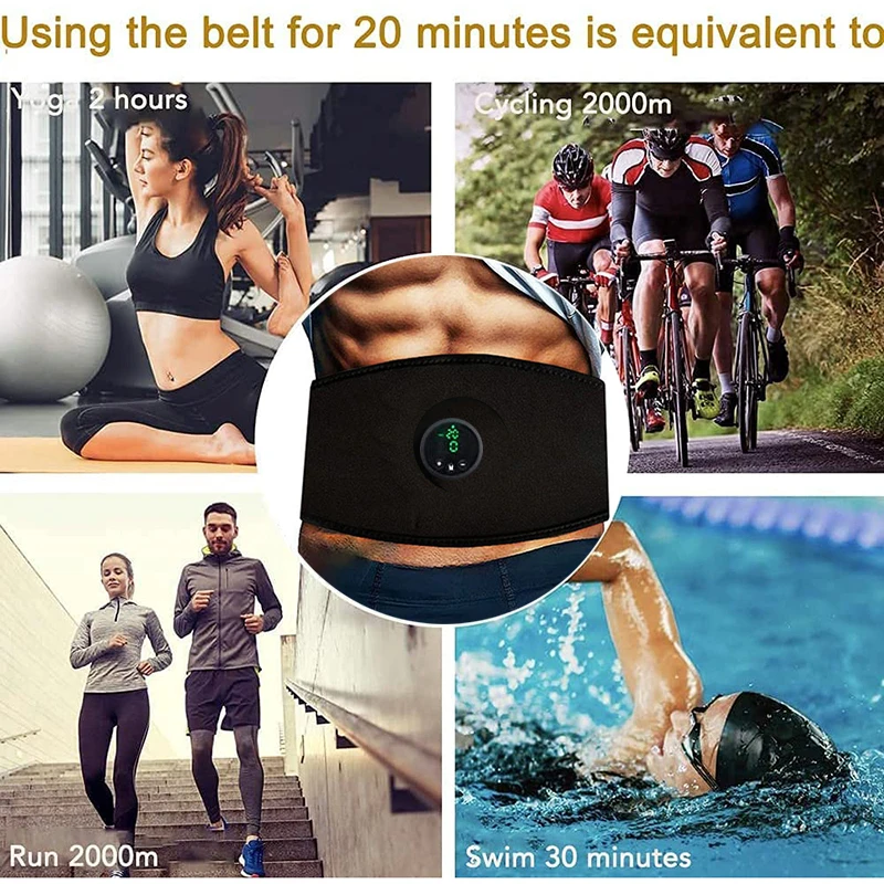 EMS Vibration Slimming Belt Abdominal Muscle Stimulator Toner Body Waist Belly Exerciser USB Recharge Home Fitness Equipment