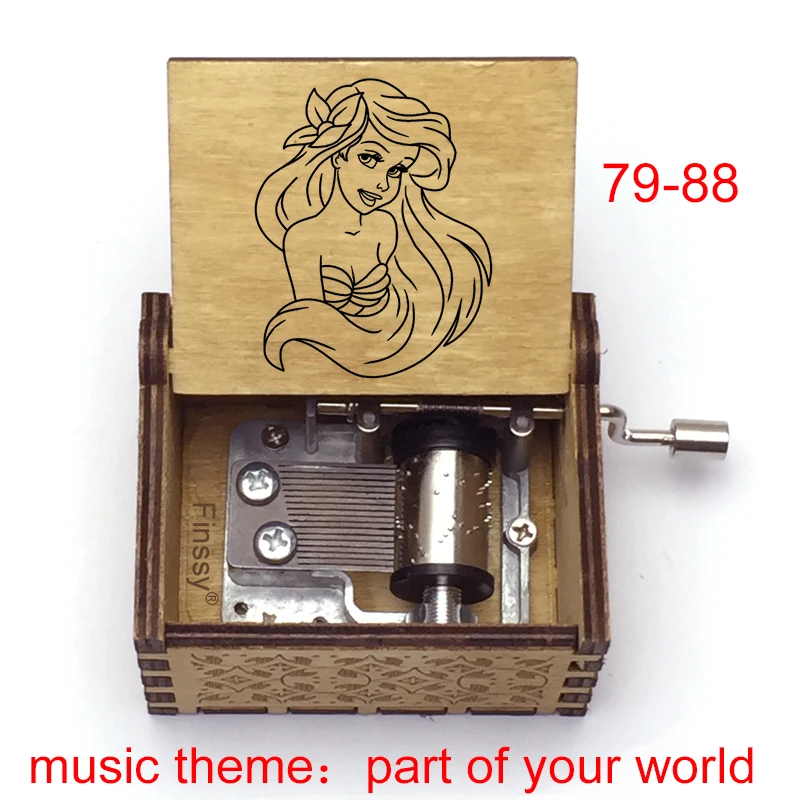 Carousel music box Music box Wooden Part of Your World music theme Little beauty fish girl handed music box