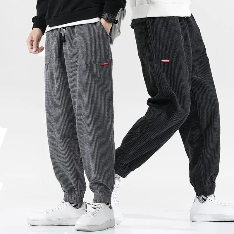 

Drawstring Loose Corduroy Straight Leg Pants For Men'S Warm Wide Leg Loose Casual Sports Pants Male Loose Trousers