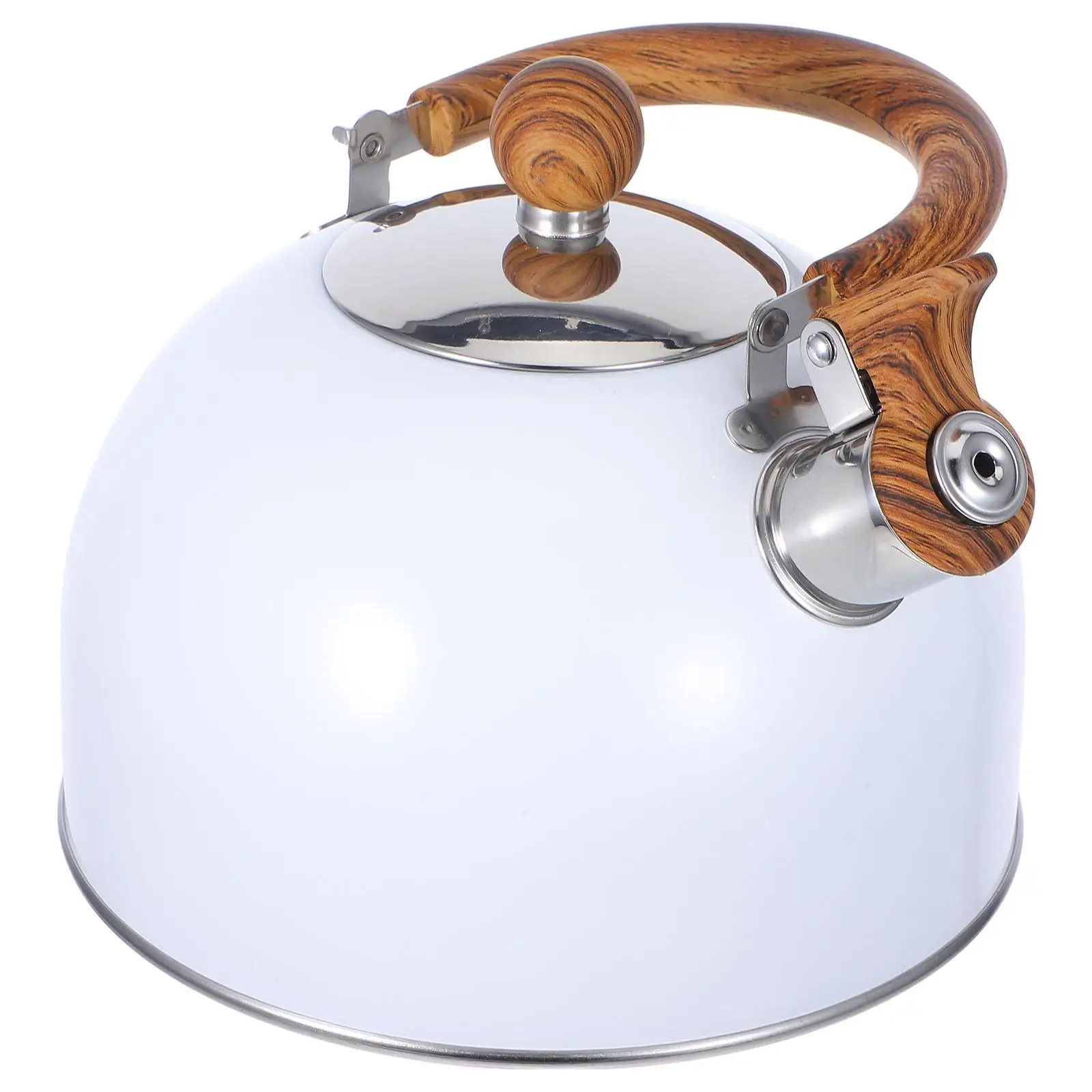 White Kettle Home Use Teakettle Thermometer Water Heating Boiling Container Whistle Stainless Steel Kitchen