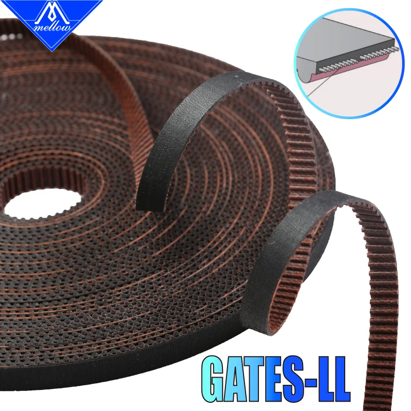 Mellow High Quality 3D printer part GATES-LL-2GT Gear Synchronous Belt GT2 Width 6MM 9MM 10MM Timing belt Wear Resistant for BLV