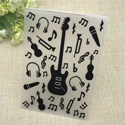 

Guitar music birthday Plastic Embossing Folder For Scrapbook DIY Album Card Tool Plastic Template