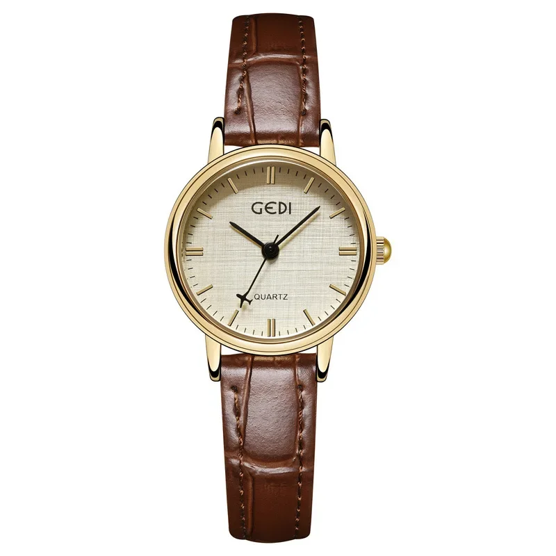Retro Women Fashion Waterproof Leather Wristwatch Small Dial Senior Exquisite Texture Women Quartz Watch Casual Students Watches