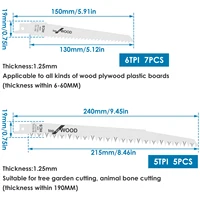 12Pcs Reciprocating Saw Blade 6/9 Inch 6/5TPI High Carbon Steel Pruning Saw Blade Sharp Fast Cutting Saw Blade Woodworking Tool 2