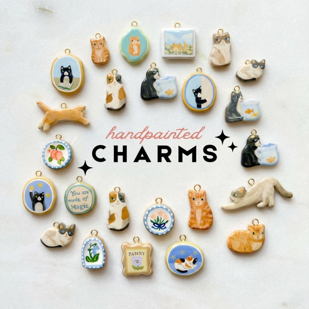 316 Edelstahl Wasserdicht Farbbeständig Niedliche und Vielseitige Blumen-Katzen-DIY-Anhänger-Charms für Schmuck