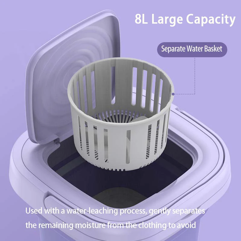 Portable Foldable Washing Machine With Spin Dryer Automatic Mini Underwear  Sock 110v/220V Washing Machine With Centrifuge 8L - AliExpress