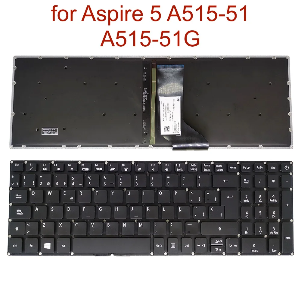 Teclado Retroiluminado para Acer Aspire Eua Pt-br Brasil Espanhol A51551 A515-51g 32ll 515j 526y 53f6 58va Lv5p-a80b A80bwl - Imagem 5