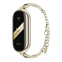 Stylish Ladies Wristband and Bracelet Strap - Mi Band 7 (Light Gold Green 2)