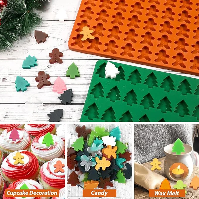 Creative Silicone Gingerbread Man Christmas Tree Cookie Mould 100 Holes DIY Chocolate Mould Mini Pet Puppy Snack Cookie Grinder